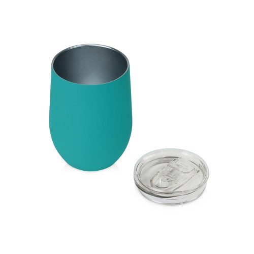 Купить Термокружка Sense Gum, soft-touch, непротекаемая крышка, 370мл, бирюзовый 320C с нанесением логотипа