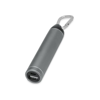 Купить Портативное зарядное устройство Марс с карабином, 2600 mAh, серый с нанесением