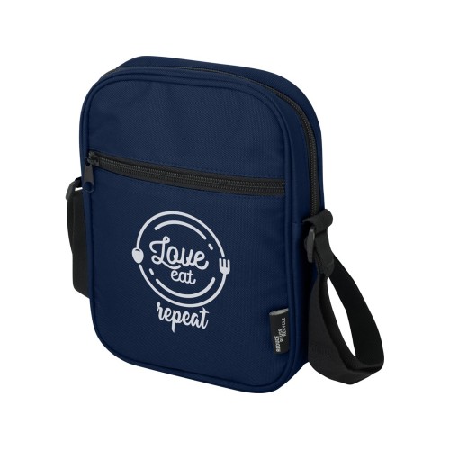 Купить Byron сумка через плечо из переработанных материалов по стандарту GRS объемом 2 л - Нейви с нанесением логотипа