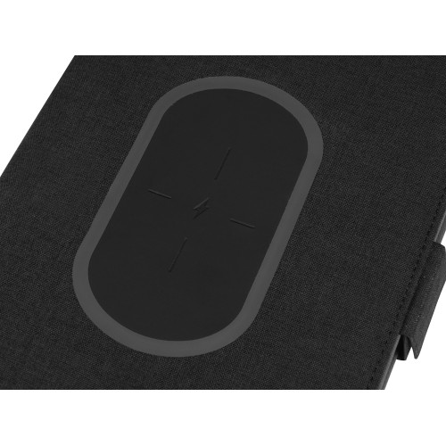 Купить Органайзер с беспроводной зарядкой 5000 mAh Powernote, темно-серый (P) с нанесением логотипа