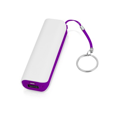 Купить Портативное зарядное устройство (power bank) Basis, 2000 mAh, белый/фиолетовый с нанесением логотипа
