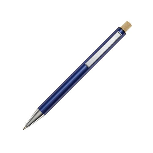 Купить Cyrus шариковая ручка из переработанного алюминия, черный чернила - Нейви с нанесением логотипа