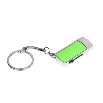 Купить Флешка прямоугольной формы, выдвижной механизм с мини чипом, 16 Гб, зеленый/серебристый с нанесением логотипа