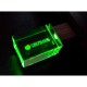 Купить USB-флешка на 16 Гб прямоугольной формы, под гравировку 3D логотипа, материал стекло, с деревянным колпачком красного цвета, зеленый с нанесением логотипа