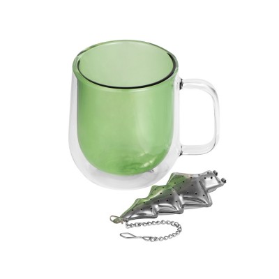 Купить Набор Bergamot: кружка и ситечко для чая, зеленый с нанесением логотипа