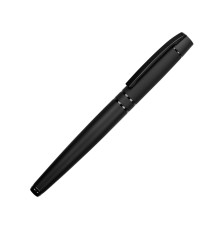 Ручка металлическая роллер Uma VIP R GUM soft-touch с зеркальной гравировкой, черный
