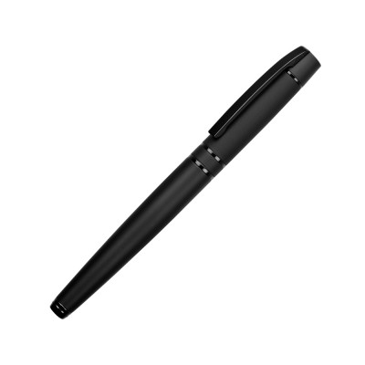 Купить Ручка металлическая роллер Uma VIP R GUM soft-touch с зеркальной гравировкой, черный с нанесением логотипа