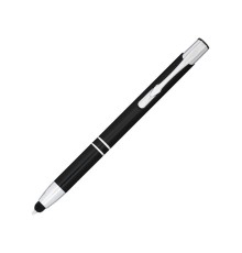 Шариковая кнопочная ручка-стилус Moneta из анодированного алюминия, черный