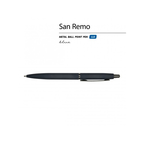 Купить Ручка SAN REMO шариковая, автоматическая, темно-синий металлический корпус 1.00 мм, синяя с нанесением логотипа Купить Ручка SAN REMO шариковая, автоматическая, темно-синий металлический корпус 1.00 мм, синяя с нанесением логотипа