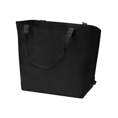 Купить Сумка Reviver с донной складкой из нетканого переработанного материала RPET, черный с нанесением логотипа