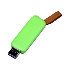 USB-флешка промо на 128 Гб прямоугольной формы, выдвижной механизм, зеленый