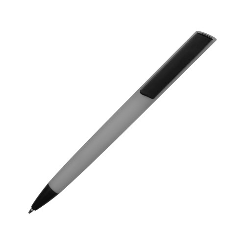 Купить Ручка пластиковая soft-touch шариковая Taper, серый/черный с нанесением логотипа
