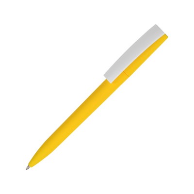 Купить Ручка пластиковая soft-touch шариковая Zorro, желтый/белый с нанесением