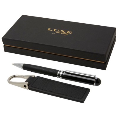 Купить Verse Подарочный набор из шариковой ручки и брелока, черный с нанесением логотипа