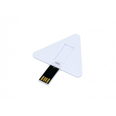 Купить USB-флешка на 32 Гб в виде пластиковой карточки треугольной формы, белый с нанесением