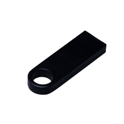 Купить USB 2.0-флешка на 512 Мбайт с мини чипом и круглым отверстием, черный с нанесением логотипа