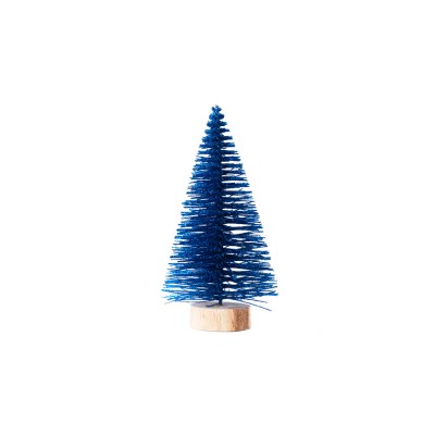 Купить Новогоднее украшение Елочка Синяя из полипропилена на подставке из древесины сосны / 12x6x6см с нанесением логотипа
