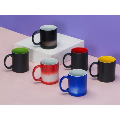 Купить Кружка-хамелеон Magic матовая, синий/белый с нанесением логотипа