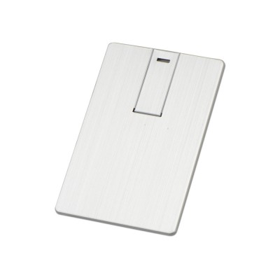 Купить Флеш-карта USB 2.0 16 Gb в виде металлической карты Card Metal, серебристый с нанесением