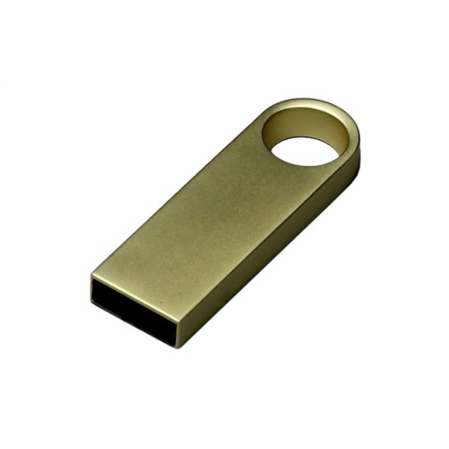 Купить USB 2.0-флешка на 4 Гб с мини чипом и круглым отверстием, золотистый с нанесением логотипа