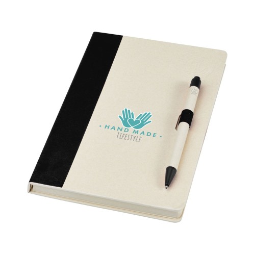 Купить Блокнот размером A5 и шариковая ручка Dairy Dream, черный с нанесением логотипа