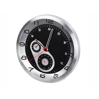 Купить Часы настенные Астория, серебристый/черный с нанесением логотипа