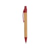 Купить Ручка шариковая Листок, бамбук/красный с нанесением логотипа