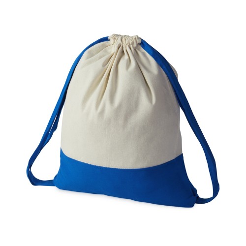 Купить Рюкзак-мешок Cotton из хлопка 170 г, натуральный/синий с нанесением логотипа