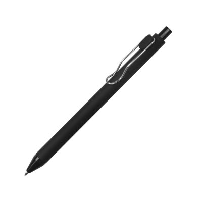 Купить Ручка пластиковая шариковая Clip, софт-тач, черный с нанесением логотипа