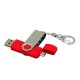 Купить Флешка с  поворотным механизмом, c дополнительным разъемом Micro USB, 64 Гб, красный с нанесением логотипа