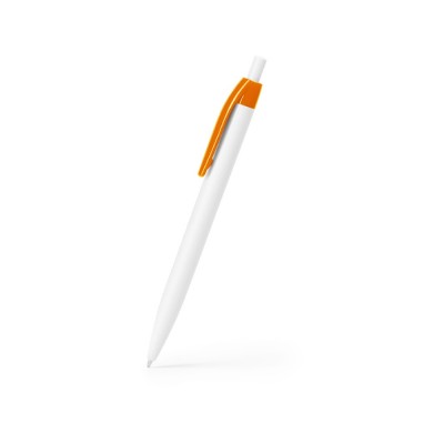Купить Ручка пластиковая шариковая HINDRES, белый/апельсин с нанесением логотипа