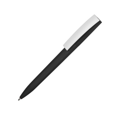 Купить Ручка пластиковая soft-touch шариковая Zorro, черный/белый с нанесением логотипа