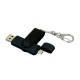 Купить Флешка с поворотным механизмом, c дополнительным разъемом Micro USB, 64 Гб, черный с нанесением логотипа