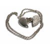 Купить USB-флешка на 64 ГБ в виде Сердца  с кристаллами, серебро с нанесением логотипа