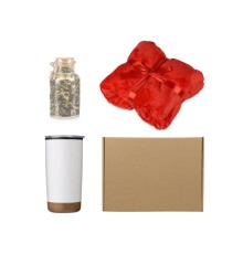 Подарочный набор с пледом, термокружкой и чаем, красный Подарочный набор с пледом, термокружкой и чаем, красный