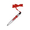 Купить Ручка шариковая на шнуре серебристая/красная с нанесением логотипа