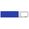Купить Флеш-карта USB 2.0 16 Gb с карабином Hook, синий/серебристый с нанесением логотипа