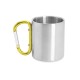 Купить Кружка GUAYA с ручкой карабином, 230 мл, серебристый/желтый с нанесением логотипа