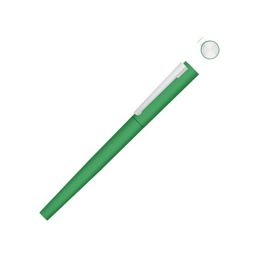 Купить Ручка металлическая роллер Brush R GUM soft-touch с зеркальной гравировкой, зеленый с нанесением логотипа