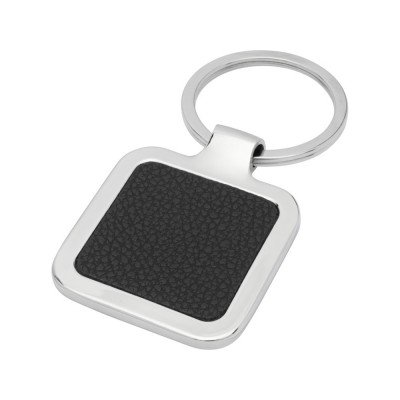 Купить Квадратный брелок Piero с лазерным принтом, изготовленный из искусственной кожи, черный с нанесением логотипа