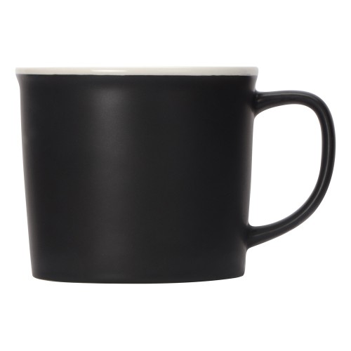 Купить Матовая кружка Nancy 360 мл цветная снаружи, белая внутри, черный с нанесением логотипа