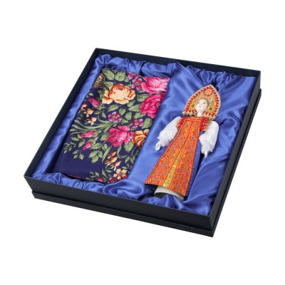 Купить Набор Марфа: кукла в народном костюме, платок, синий с нанесением