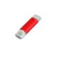 Купить USB-флешка на 64 ГБ.c дополнительным разъемом Micro USB, красный с нанесением логотипа