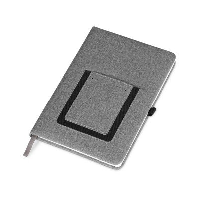 Купить Блокнот Pocket 140*205 мм с карманом для телефона, серый с нанесением