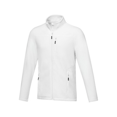 Купить Мужская флисовая куртка Amber на молнии из переработанных материалов по стандарту GRS, белый с нанесением логотипа