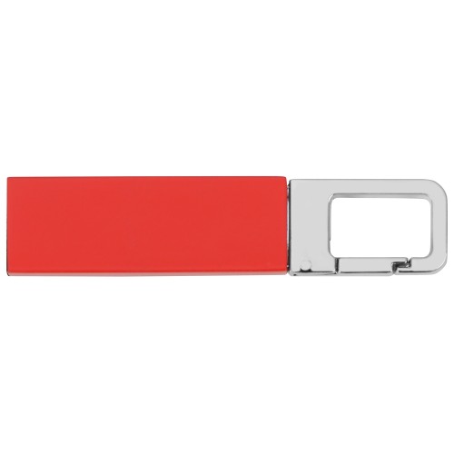 Купить Флеш-карта USB 2.0 16 Gb с карабином Hook, красный/серебристый с нанесением логотипа