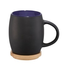 Керамическая чашка Hearth с деревянной крышкой-костером, черный/синий
