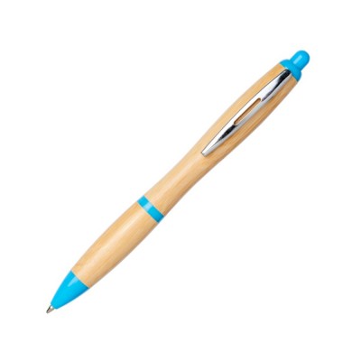 Купить Шариковая ручка Nash из бамбука, натуральный/голубой с нанесением