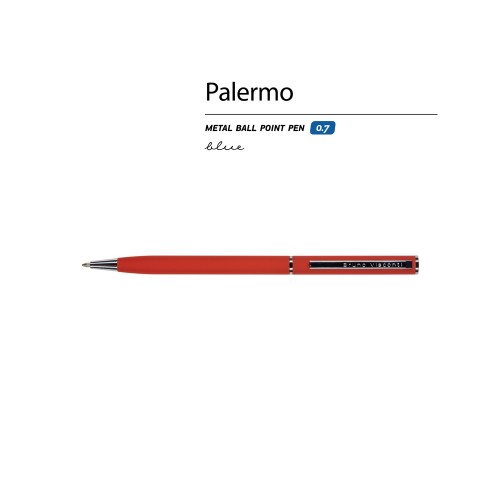 Купить Ручка металлическая шариковая Palermo, софт-тач, 0,7 мм,  красный с нанесением логотипа