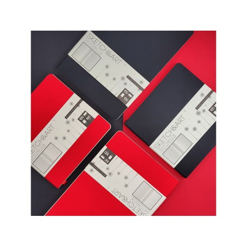 Купить Скетчбук Sketch & Art в мягком переплете 140х210 мм, 100 л. бежевой бумаги 100 гр., серый с нанесением логотипа
